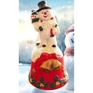 Vintage Gift Collection Snowman Bell New Christmas Trees Porcelain Present Gift
